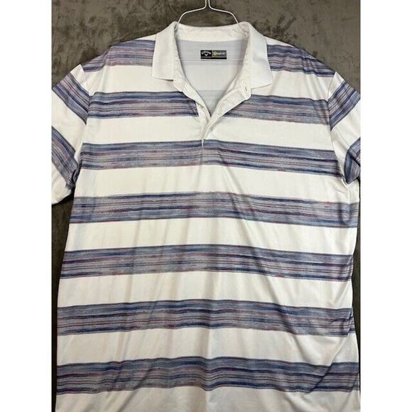 Callaway Opti-Dri Golf Polo Shirt Mens Size XL Gray Blue Striped Short Sleeve - Picture 1 of 5
